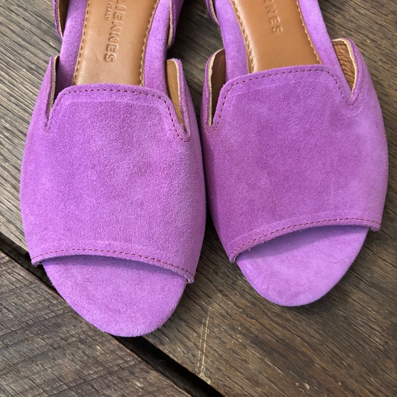 LES ITALIENNES Made In‎ Italy Suede Flat Sandals Size 37 - Picture 2 of 5